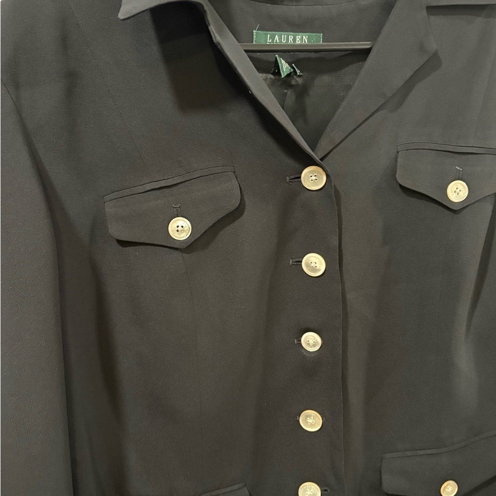 Lauren Ralph Lauren Blazer Women's Black Silk Cropped Jacket 16W - Picture 4 of 6